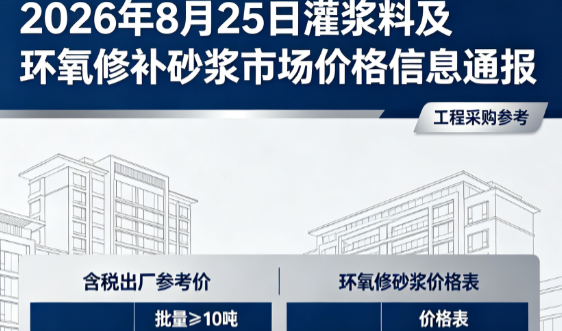 定远2026年8月25日灌浆料及环氧修补砂浆市场价格信息通报